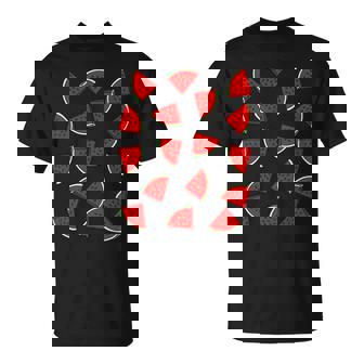 スイカ柄 夏 フルーツ 恋人 フルーツ スライス 種 Tシャツ - Kawaiitshirt