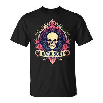 スカル ゴシック ダーク バナー ソウルフラワー エステティック スカル ゴス Tシャツ - Kawaiitshirt