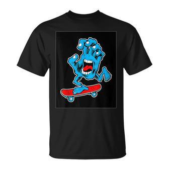 スクリーミング スケートボードハンド Tシャツ - Kawaiitshirt