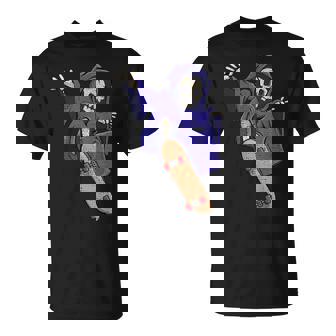 スケボーに乗る骸骨 スケーター ハロウィン Tシャツ - Kawaiitshirt