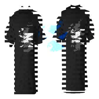 スコットランドの地図と旗の胸のロゴ スコットランドのお土産 Tシャツ - Kawaiitshirt