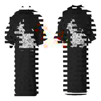 スコティッシュテリア水彩フラワーデザイン。 Tシャツ - Kawaiitshirt