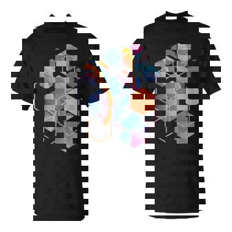 スタイリッシュ ティール オレンジ 六角形 モダン シェイプ マニア Tシャツ - Kawaiitshirt