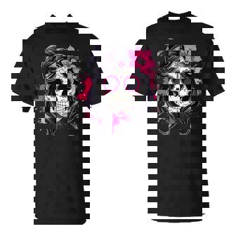 スタイリッシュなマゼンタ サクラ ムエルテ スカルデザイン Dia De Los Muertos Tシャツ - Kawaiitshirt