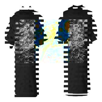 セキセイインコ オウム 鳥 星月夜 絵画 Tシャツ - Kawaiitshirt