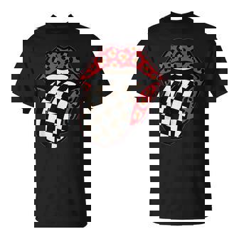 チェック 舌 赤 ヒョウ 唇 レース Tシャツ - Kawaiitshirt