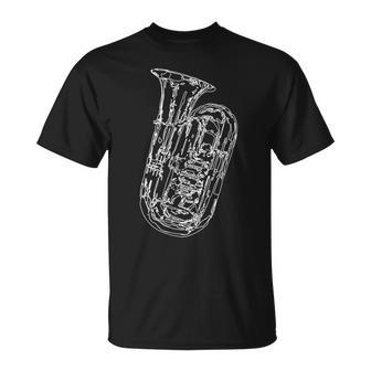 テューバ奏者のためのチューバ楽器スケッチ Tシャツ - Kawaiitshirt