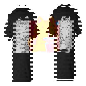 トラ猫とボバ茶のかわいいかわいい猫のグラフィック Tシャツ - Kawaiitshirt