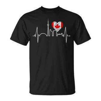 トロント スカイライン ハートビート カナダ国旗 男性用 女性用 カナダ Tシャツ - Kawaiitshirt