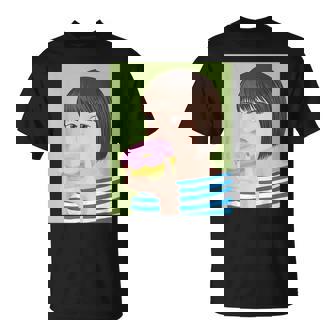 ドーナツショップ ポップアート ポートレート ロジックロックスター キュート ドーナツ ガールフレンド ドーナツ Tシャツ - Kawaiitshirt