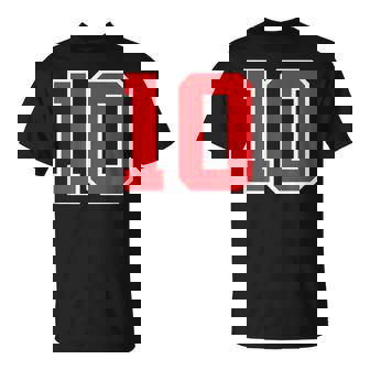 ナンバー10 スポーツジャージ 誕生日 年齢 ラッキーナンバー レッド ホワイト Tシャツ - Kawaiitshirt