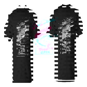 ニジマスのフライフィッシング・グラフィック トラウト・クイーン Tシャツ - Kawaiitshirt