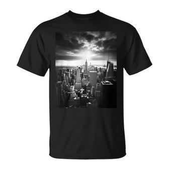 ニューヨーク市写真撮影 白黒写真 Tシャツ - Kawaiitshirt