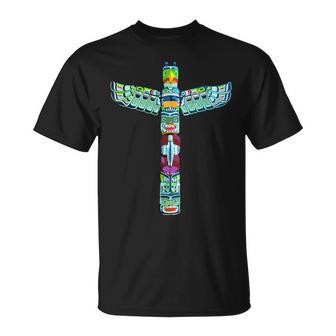 ネイティブアメリカン トーテムポール カラフル サンダーバードデザイン Tシャツ - Kawaiitshirt