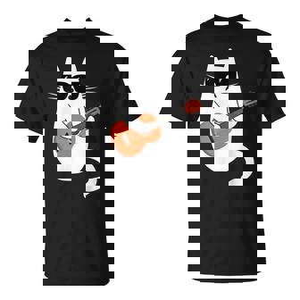 ネコとギター 猫とサングラス ネコ好き 猫飼い アコースティックギター エレキギター 音楽家 バンド ネコ 猫 Tシャツ - Kawaiitshirt