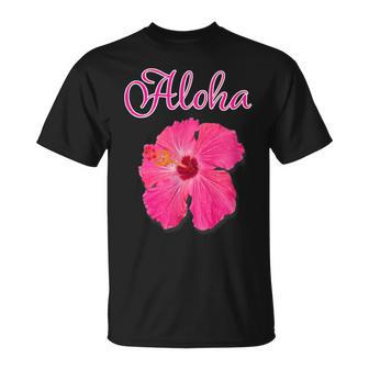ハイビスカス Aloha アロハ《赤》（ハワイ・南国・フラダンス）夏【ビューティフル フラワー】キュート デザイン Tシャツ - Kawaiitshirt