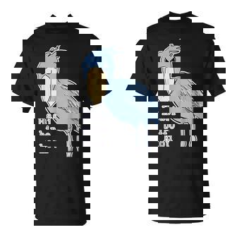 ハシビロコウさん『ビッグ プリント』青い鳥【どうぶつフレンズ】ゆるくて かわいい 動物園の生き物 イラスト Tシャツ - Kawaiitshirt