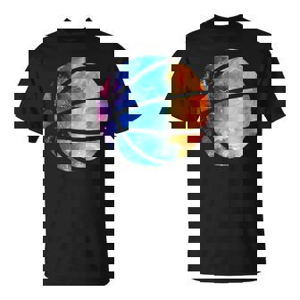 バスケットボールのシルエットカラフルな水彩画 Tシャツ - Kawaiitshirt