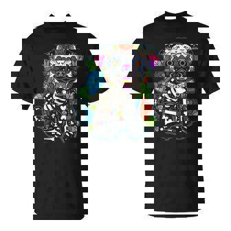 パグ シュガースカル メキシコ 犬 カラベラ 死者の日 Tシャツ - Kawaiitshirt