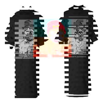 パグ ビーニー 赤骨かわいい遊び心のある幸せなスタイリッシュな動物ペット 長袖tシャツ Tシャツ - Kawaiitshirt