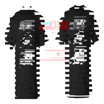 パトカー 消防車 救急車 ファーストレスポンダーデザイン Tシャツ - Kawaiitshirt