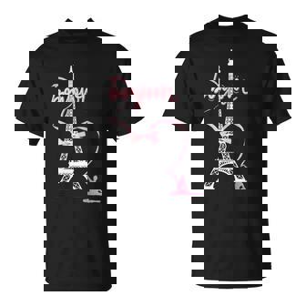 パリフランス エッフェル塔 ボンジュール 体操リボンとリボン Tシャツ - Kawaiitshirt