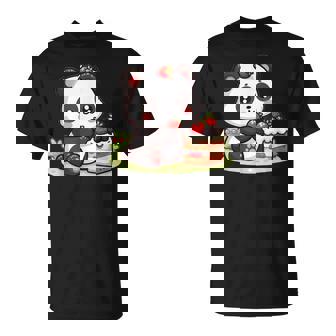 パンダを食べるストロベリーケーキ Tシャツ - Kawaiitshirt