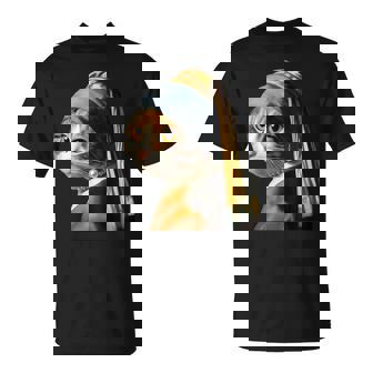 パールイヤリング付き猫 フェルメール Tシャツ - Kawaiitshirt