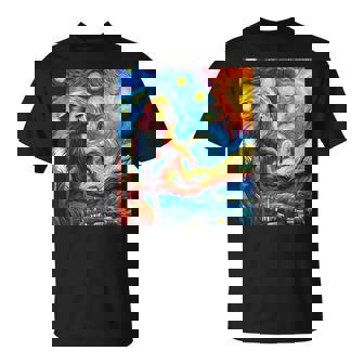 ヒヒ猿 星月夜 絵画 Tシャツ - Kawaiitshirt