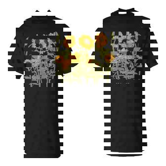 ヒマワリ 野花 ヴィンテージ ボタニカル 植物 ガーデニング Tシャツ - Kawaiitshirt