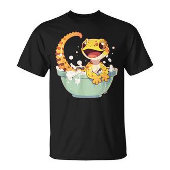 ヒョウモントカゲモドキ シャワー かわいい 野生動物 トカゲ Tシャツ - Kawaiitshirt