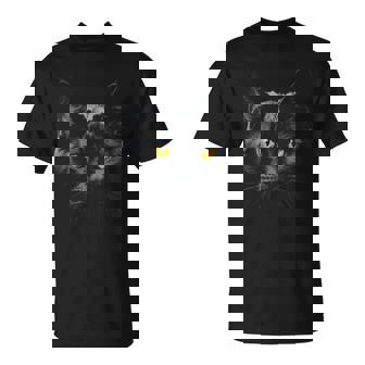 ピアス 黄色い目 黒猫 Tシャツ - Kawaiitshirt