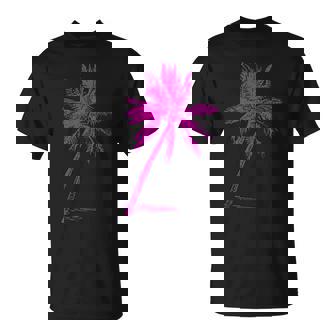 ピンクパームビーチウェア サーフィンレトロ パームツリー Tシャツ - Kawaiitshirt