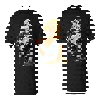 ピンナップガール ビンテージマイク 歌う オールドスクール Tシャツ - Kawaiitshirt