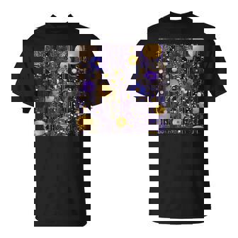 ブルーとゴールド フラワーガーデン アフタークリムト Tシャツ - Kawaiitshirt