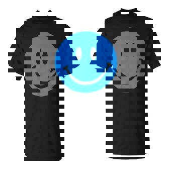 ブルースマイリーフェイス レトロブルーハッピーフェイス Tシャツ - Kawaiitshirt