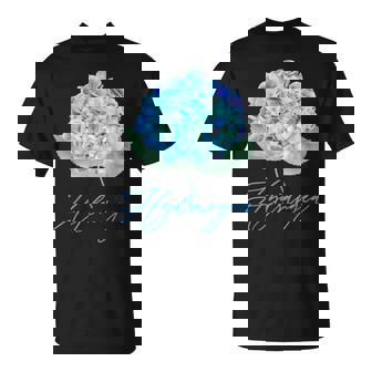 ブルーパープルアジサイフラワーレトロガーデナーアート Tシャツ - Kawaiitshirt