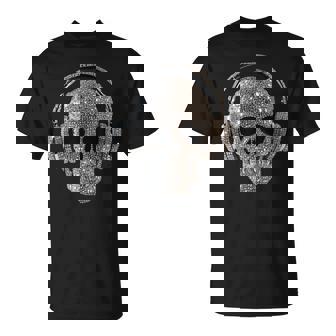 ヘッドフォン付きキラキラドクロ Dj音楽愛好家 Tシャツ - Kawaiitshirt