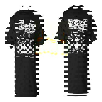 ペンギンの関税 聞いた島 ペンギンと一緒に立つ Tシャツ - Kawaiitshirt