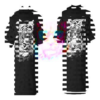 ホワイトタイガー サングラス カラフル アート 動物 虎 Tシャツ - Kawaiitshirt