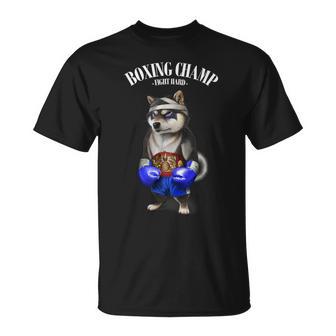 ボクシングチャンピオン ブラック柴犬ファイター Tシャツ - Kawaiitshirt