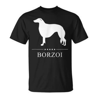 ボルゾイ犬の白いシルエット Tシャツ - Kawaiitshirt