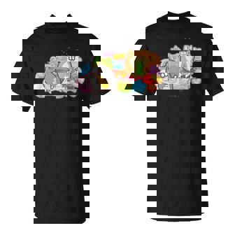 ボンレス犬とボンレス猫 カラフルスナック Tシャツ - Kawaiitshirt