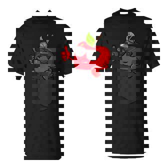 ポケットに入ったクールなリンゴ、サングラスをかけたリンゴのぞき見。 Tシャツ - Kawaiitshirt