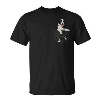 ポケットに入った面白いボーダーコリー ボーダーコリー愛好家に Tシャツ - Kawaiitshirt