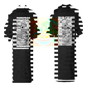 ポップ 和 アート 切手 かわいい 赤ちゃん 亀 ラーメン Tシャツ - Kawaiitshirt