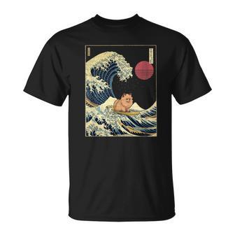 ポメラニアン 日本の神奈川波 おもしろサーフドッグ Tシャツ - Kawaiitshirt