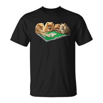 ポメラニアン 犬 麻雀 面白いtシャツ 文字入り メンズ おもしろ 面白い 服 おもしろグッズ ネタ 雀士 Tシャツ - Kawaiitshirt