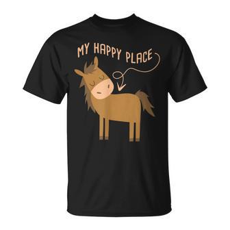 マイハッピープレイス I 馬好き I 乗馬 I 馬術用の馬 Tシャツ - Kawaiitshirt