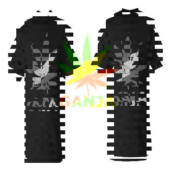 マリファナのガンジャ雑草の葉 ラスタカラー Tシャツ - Kawaiitshirt